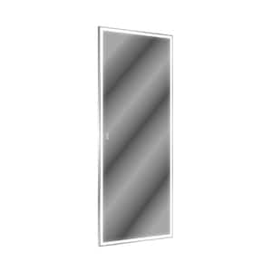 84 in. W. x 36 in. H Rectangular Framed LED Dimmable Wall Bathroom Vanity Mirror in Silver