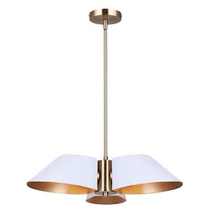 Daxton 3-Light Matte White and Gold Contemporary Chandelier for Dining Rooms and Living Rooms