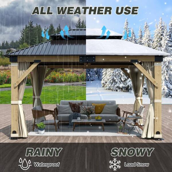 COVERONICS 11 ft. x 13 ft. Wood Frame Outdoor Patio Double