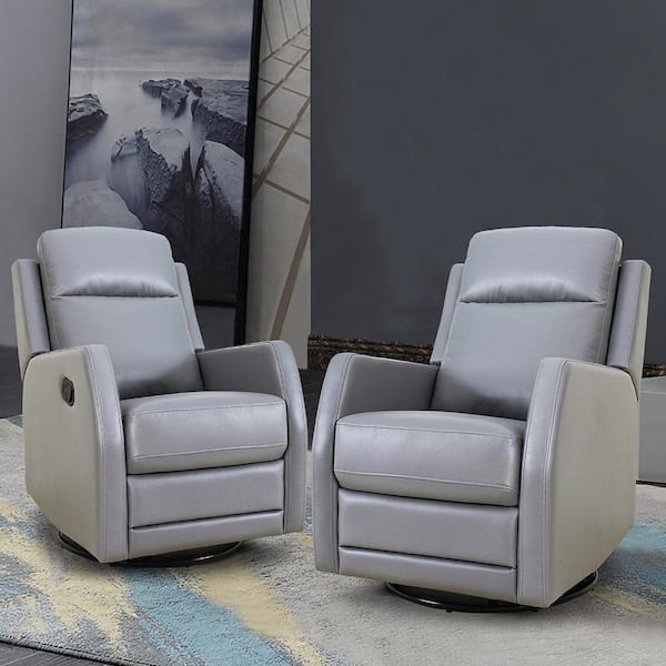 Artful Living Design Prudencia Grey, Grey Leather Wingback Chair Recliner