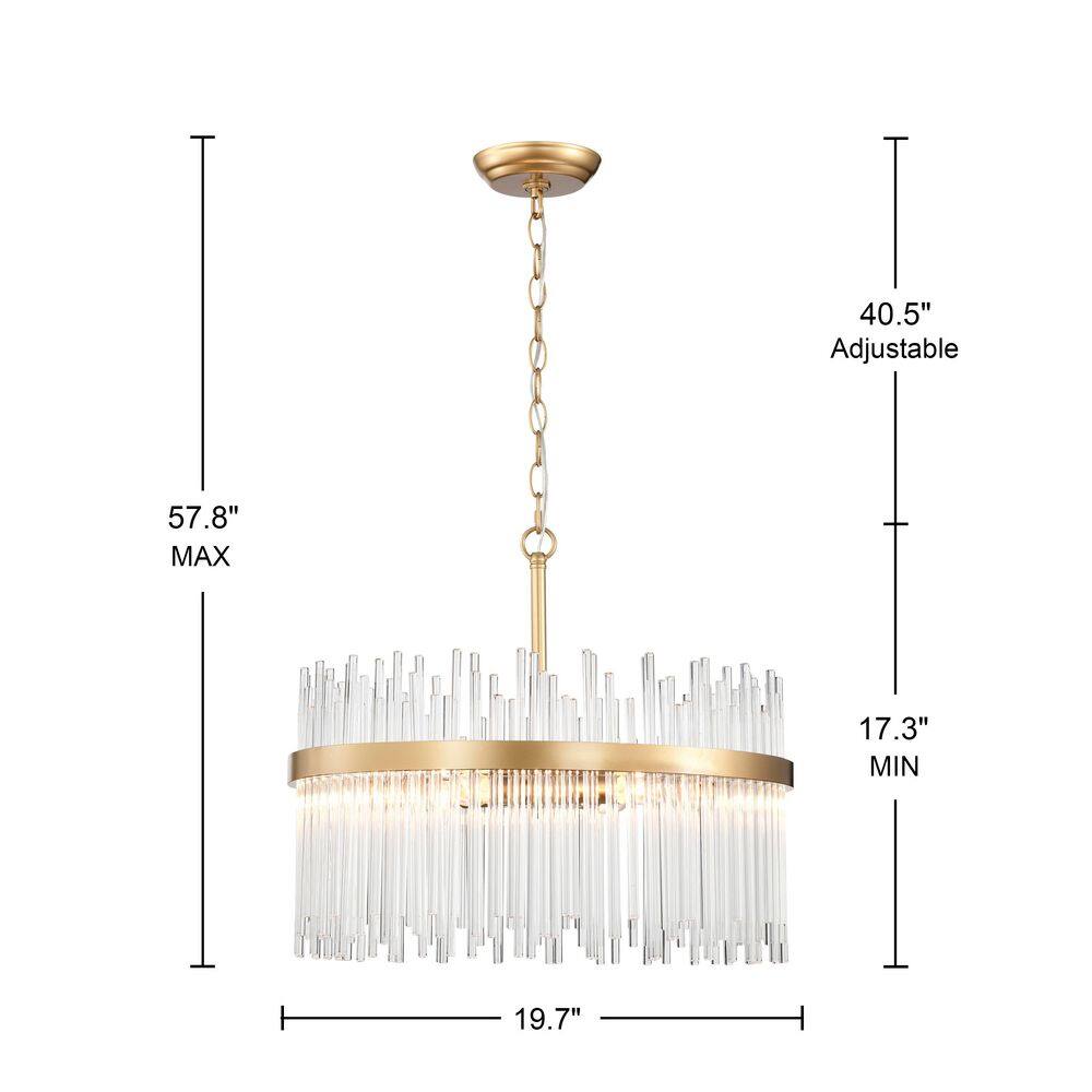 Casandra 5-Light Shiny Bronze Chandelier with Clear Crystal Bars