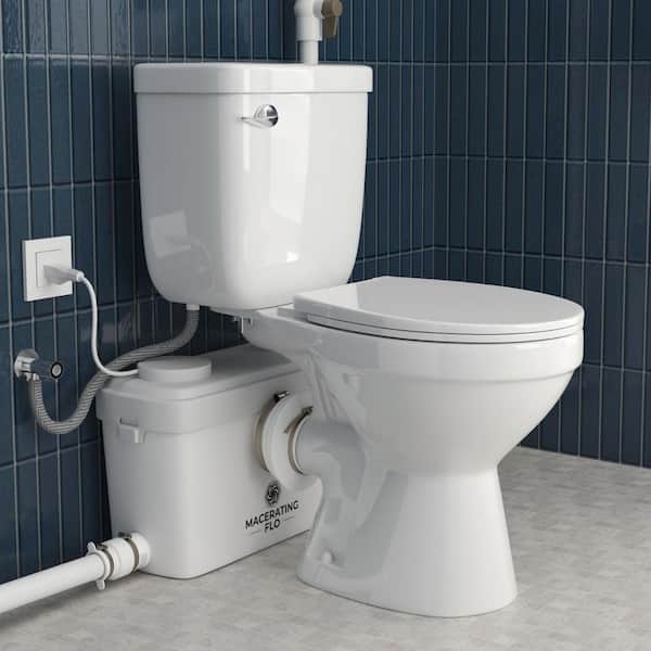 Macerating 2-Piece Toilet with 600W Macerator Pump in White, 1.6 GPF Single Flush, 16.5 in. Seat Height, Extension Pipes
