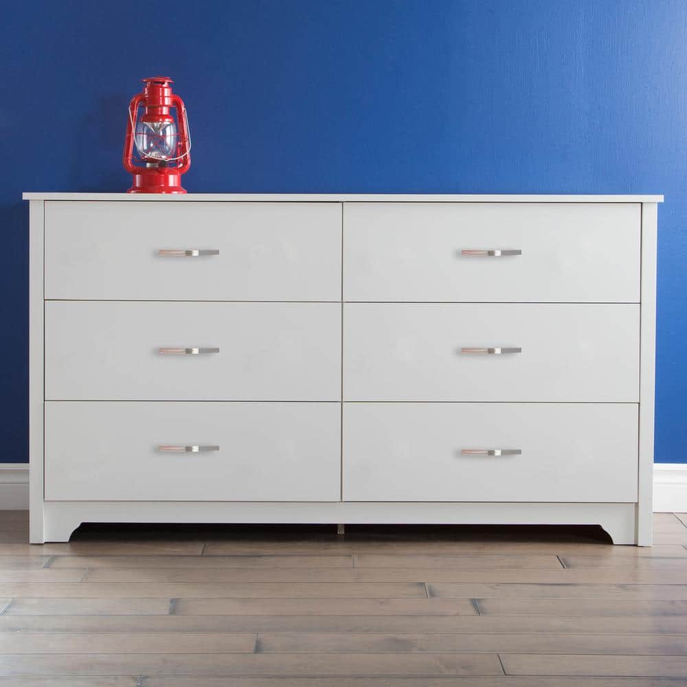 Pure White 59" Particle Board Double Chest of Drawers