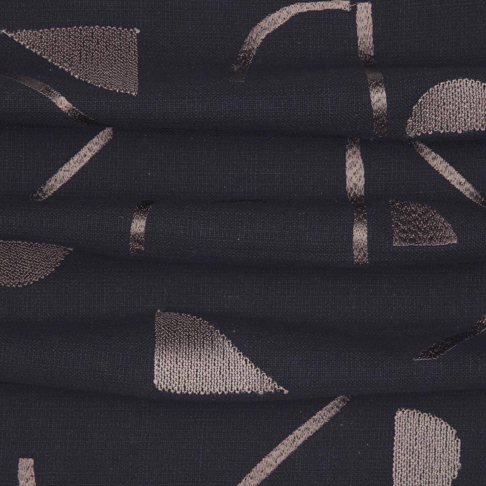 Black and Beige Embroidered Cotton Blend Square Throw Pillow