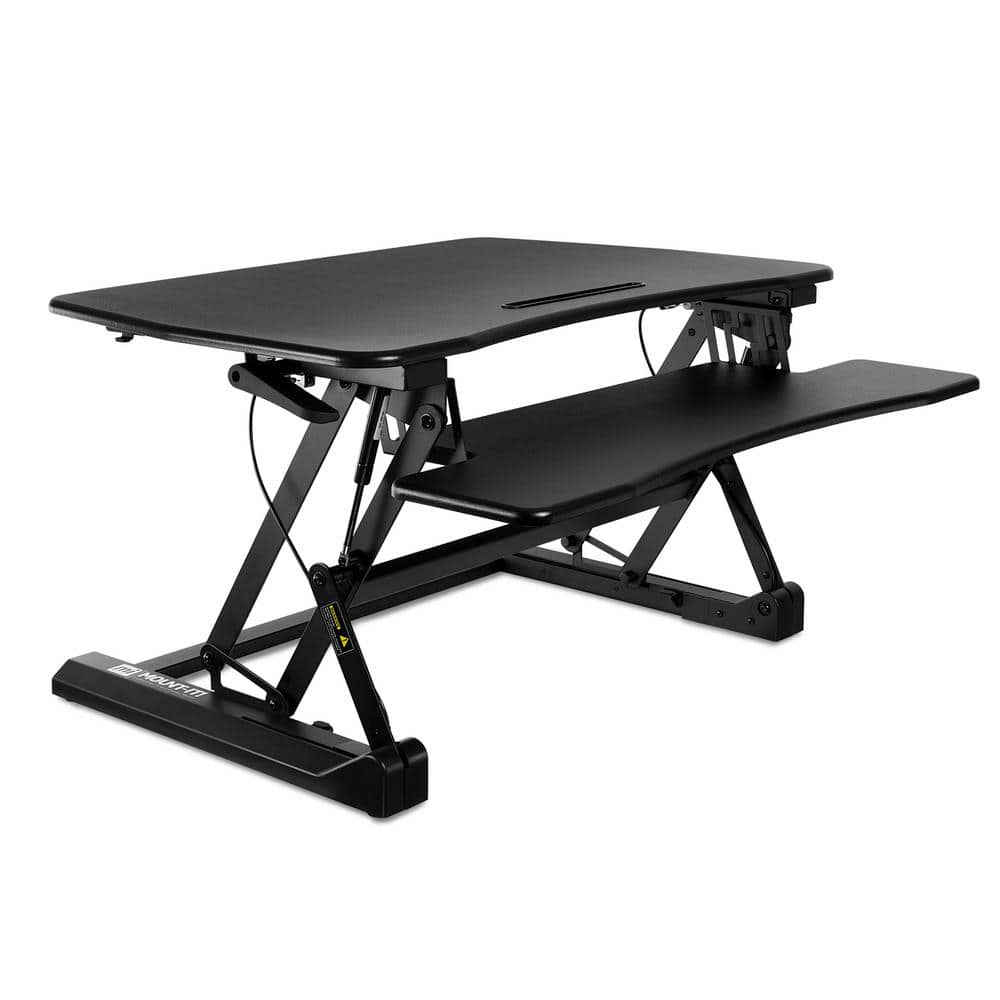 MOUNT-IT! 35.5 in. Black Standing Desk Converter Height Adjustable Large Surface Area -  MI-7955