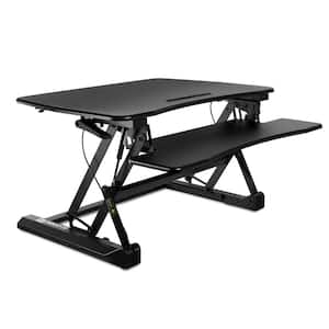 35.5 in. Black Standing Desk Converter Height Adjustable Large Surface Area
