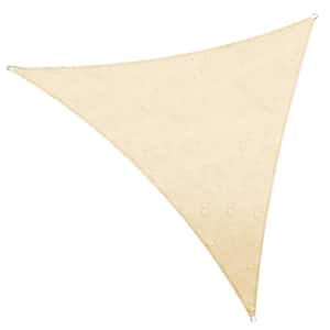 16 ft. x 16 ft. 220 GSM Waterproof Beige Triangle Sun Shade Sail Screen Canopy, Outdoor Patio and Pergola Cover