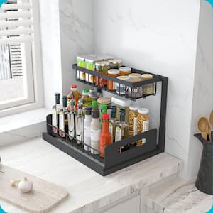 Under Sink Organizer, Pull Out Cabinet Storage 2-Tier Slide Out Sink Shelf, Kitchen Organizers and Storage, Black