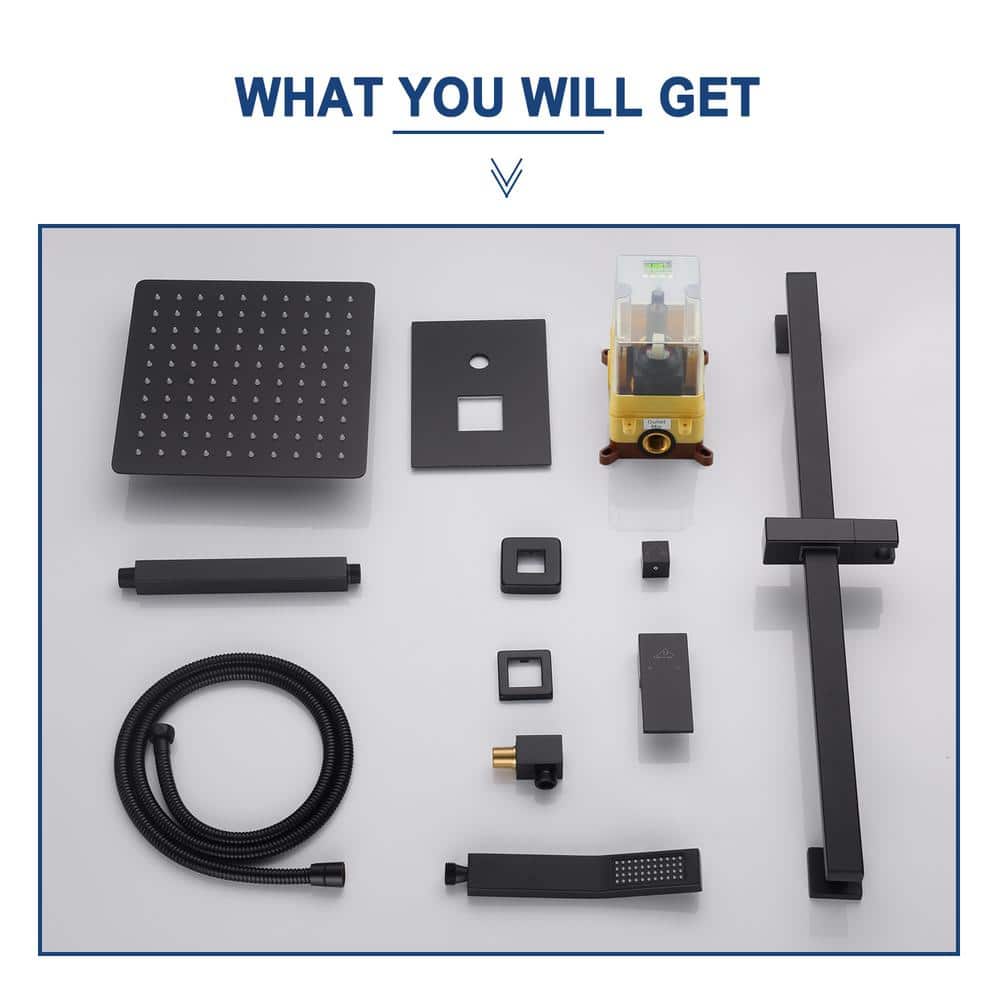 Matte Black Dual Shower Head System with Adjustable Hand Shower