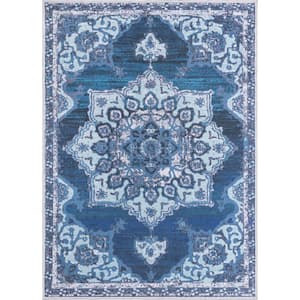 Renaissance Roma Navy Blue 10 ft. 6 in. x 14 ft. Machine Washable Area Rug