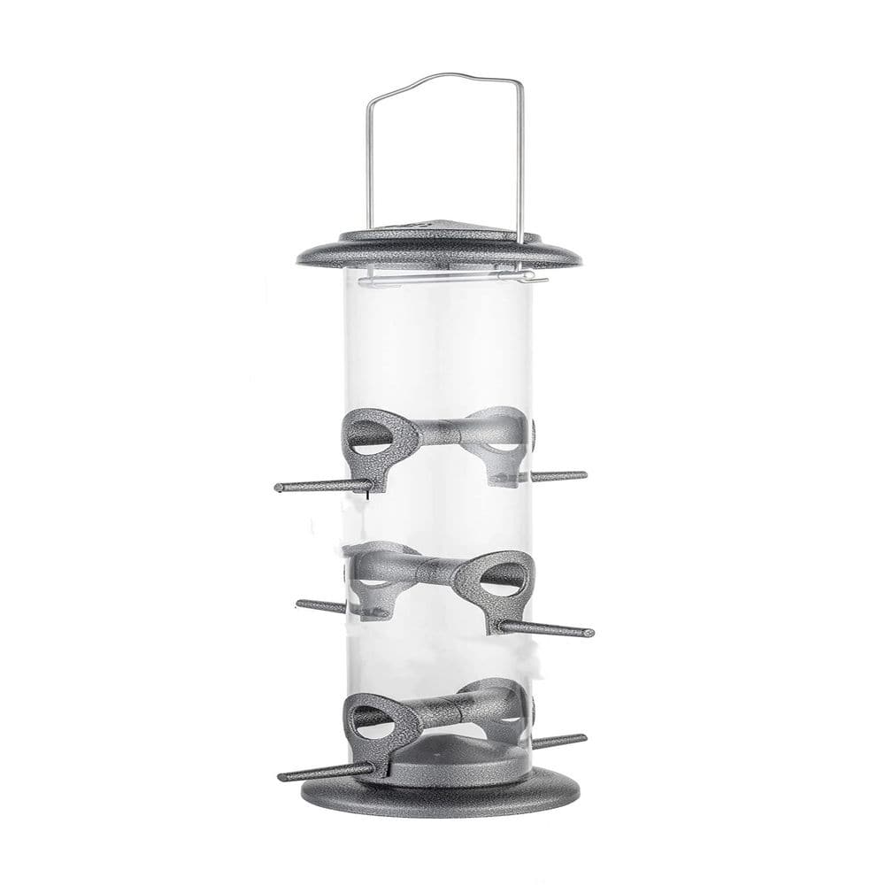 Silver Metal Hanging Bird Seed Feeder with 14 in. 6-Port for Wild Birds price history on PriceWatchPro