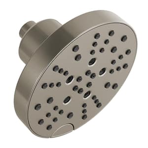 Pivotal 5-Spray Patterns 1.75 GPM 6 in. Wall Mount Fixed Shower Head with H2Okinetic in Lumicoat Stainless