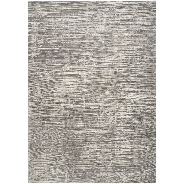 6 ft. x 9 ft. White Abstract Non Skid Area Rug