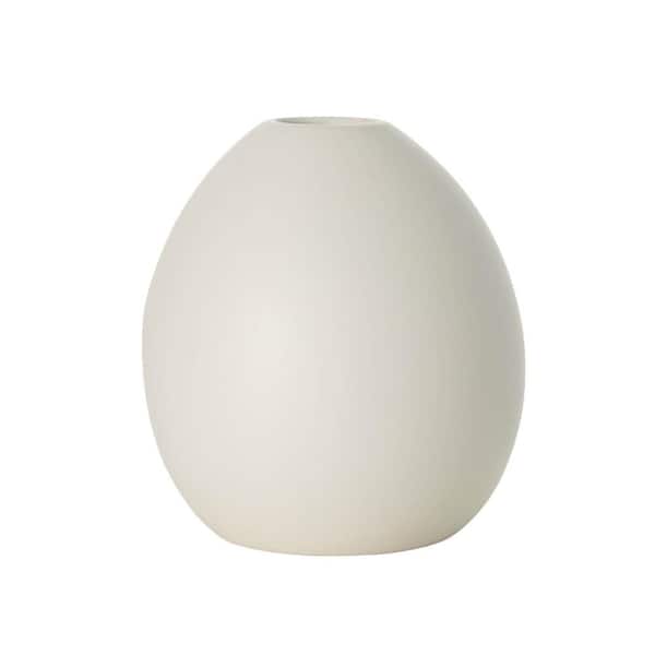 SULLIVANS 7.5 in. Modern Matte Ivory Oval Vase, Ceramic