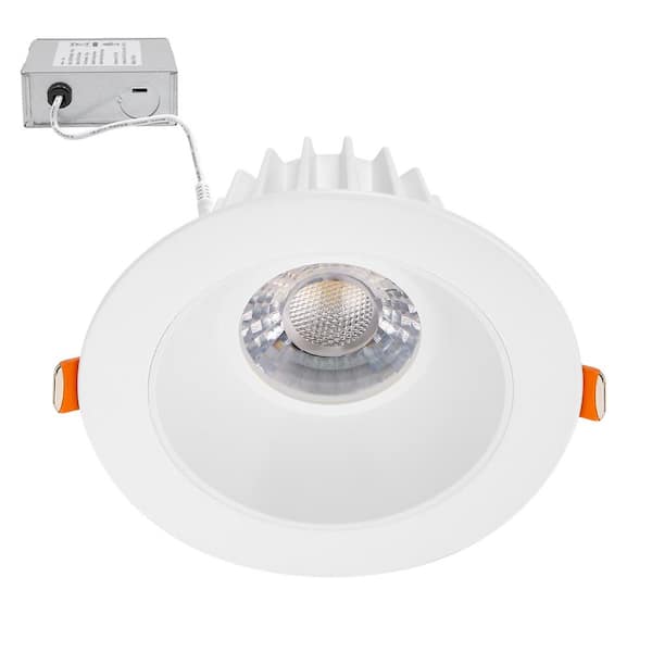 Maxxima 4 in. Slim Round Recessed Anti-Glare LED Downlight White Trim Canless IC Rated, 1200 Lumens, Low Kelvin 3 CCT 2200-2700K