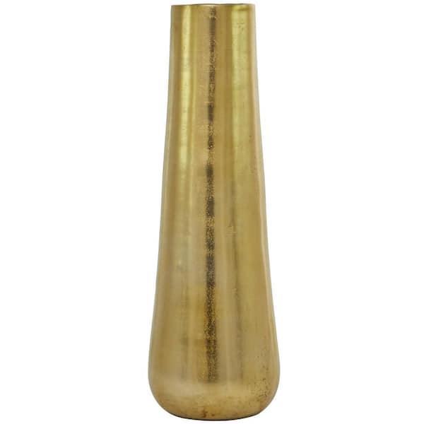 31 in. Gold Aluminum Metal Decorative Vase