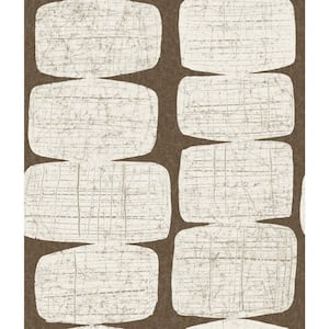 30.75 sq. ft. Mid-Century Beads Brown Peel and Stick Wallpaper