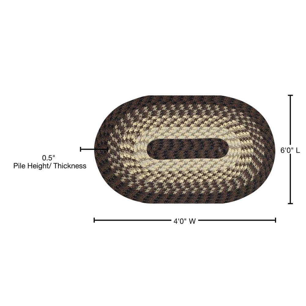 Alpine Chocolate Stripe 4' x 6' Oval Braided Rug