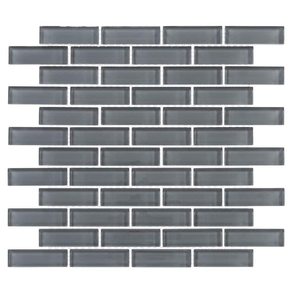 Enchant Darling Devon Dark Gray Glossy 4.5 in. x 8.25 in. Glass Rectangle M