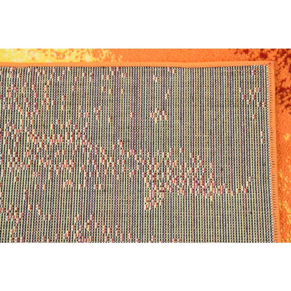 4' x 6' Orange and Black Abstract Synthetic Area Rug