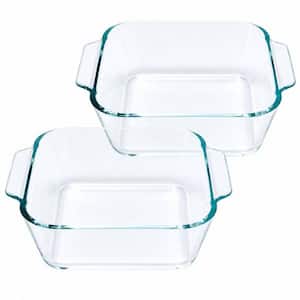 2-Piece Small Casserole Dishes Set, 5 in. Glass Square Baking Dish Individual Portion Baking Pan for Oven Microwave