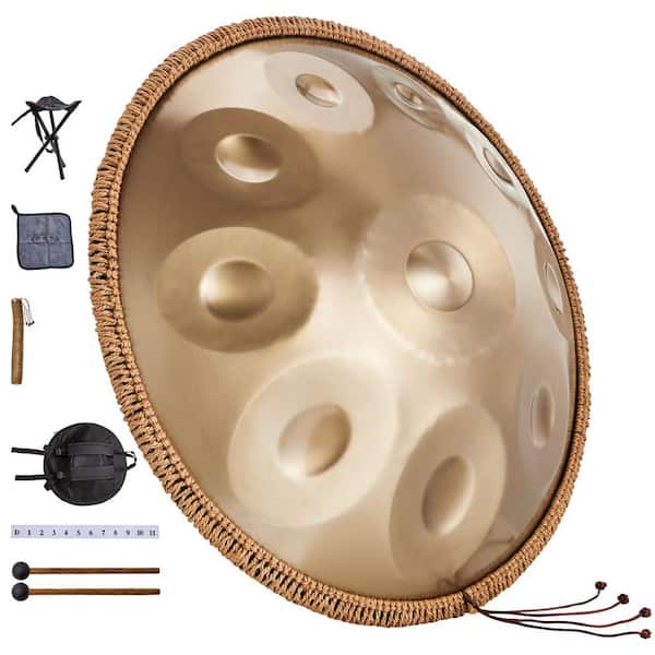 Handpan Drum, 22in & 10 Notes, D Minor Hand Drum, Hand Pan Drum Instrument with Mallets, 432Hz Handpan Stand & Carry Bag