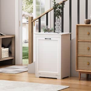 13 Gal. Tilt Out Trash Cabinet Laundry Hamper Kitchen Wooden Trash Can Holder Garbage Bin With Angle Adjustable Door