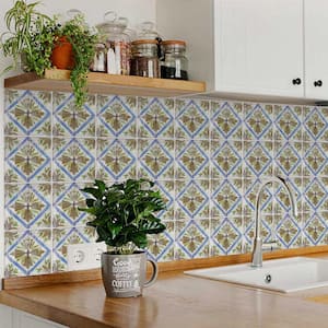 Blue, Green, Brown, and Beige R72 12 in. x 12 in. Vinyl Peel and Stick Tile (24 Tiles, 24 sq. ft./Pack)