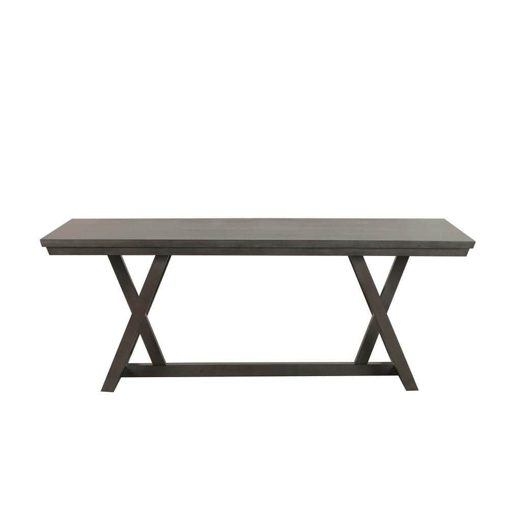 High Line Rectangular Gray Wood Dining Table for Six