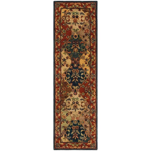 SAFAVIEH Heritage Beige/Burgundy 2 ft. x 6 ft. Border Runner Rug