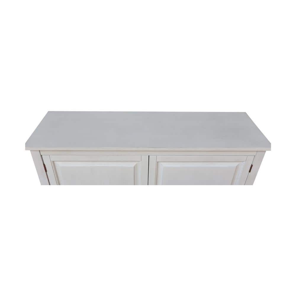 Chalk White Solid Wood Hall Storage Cabinet with Adjustable Shelves