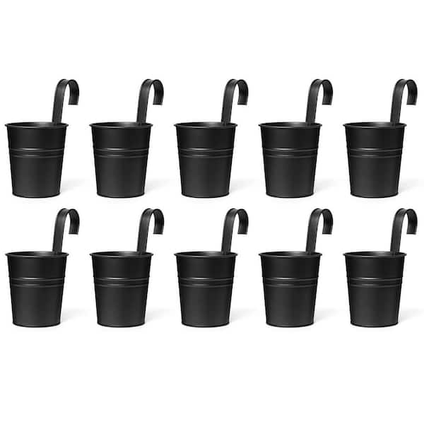 3.8 in. L x 3.8 in. W x 7.7 in. H 0.63 qt. Hanging Flower PotsBlack Metal Iron Hanging Flower Pot Planter 10-Pack