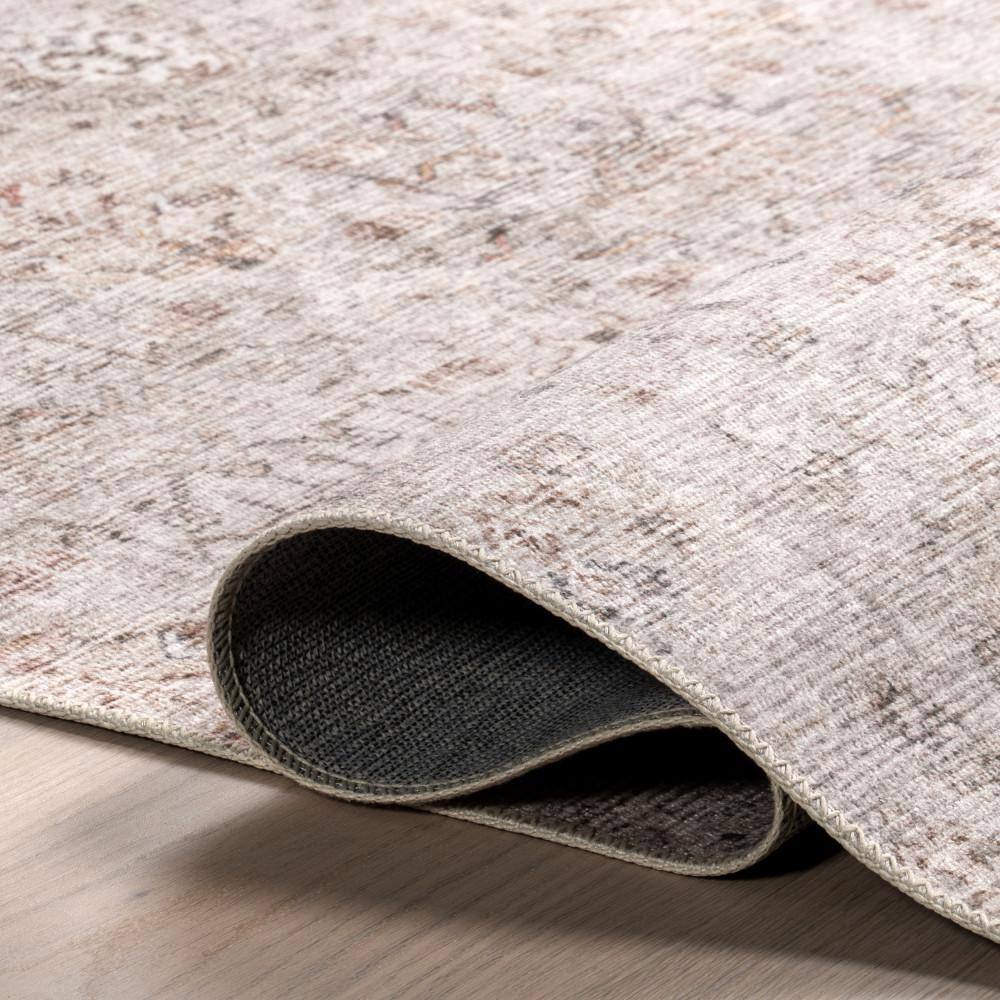 Alona Light Beige and Brown Synthetic Medallion 9' x 12' Area Rug