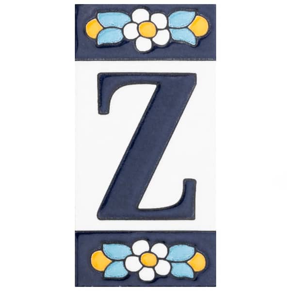 Merola Tile Sevillano Flora Address Letters Z 2-1/8 in. x 4-3/8 in. Ceramic Wall Tile (0.07 sq. ft./Each)
