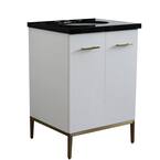 25 in. W x 22 in. D Single Bath Vanity in White with Granite Vanity Top in Black Galaxy with White Oval Basin