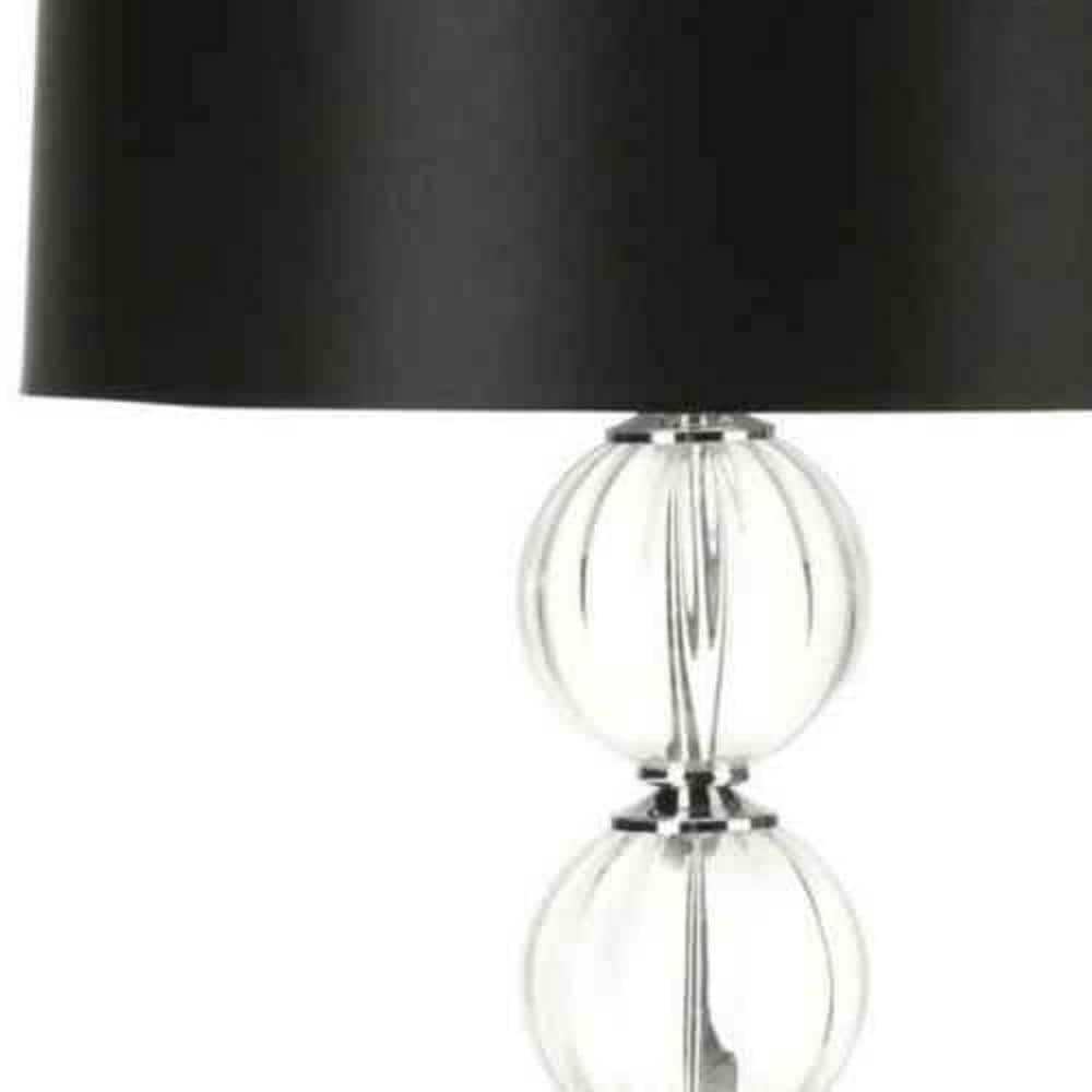 Elegant Art Deco Inspired 31" Black Crystal Globe Table Lamp
