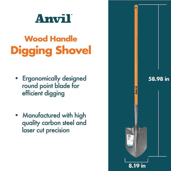 Anvil 47 in. Wood Handle Carbon Steel Digging Shovel 77470-939