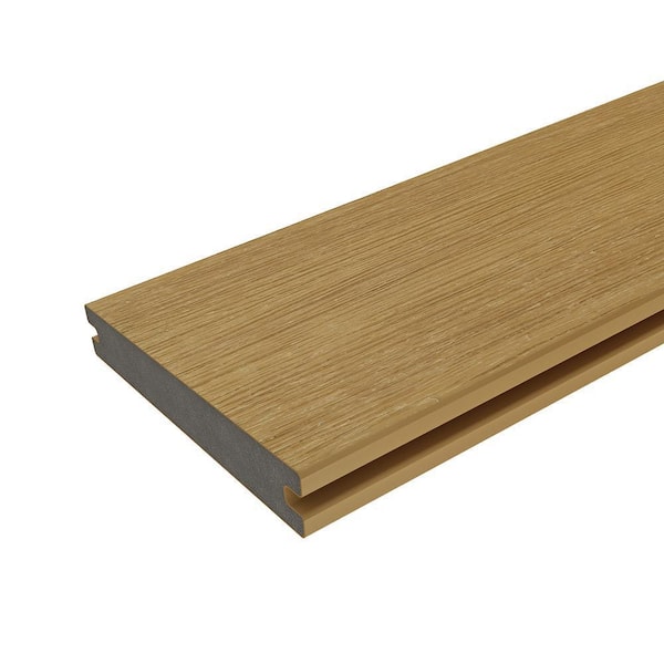 UltraShield Natural Magellan 1 in. x 6 in. x 1 ft. Australian Red Cedar Solid with Groove Composite Decking Board Sample