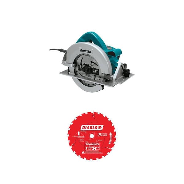 7-1/4 in. 15 Amp Corded Circular Saw with 24T Blade and 7-1/4in. 24-Teeth Framing Saw Blade Combo