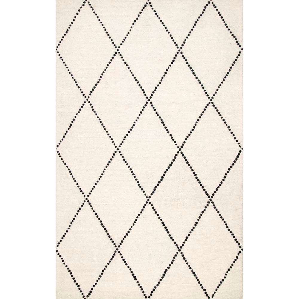 House Home & More Skid-Resistant Carpet Runner Diamond Trellis Lattice – Misty Gray & Linen White 26 in. x 12 ft.