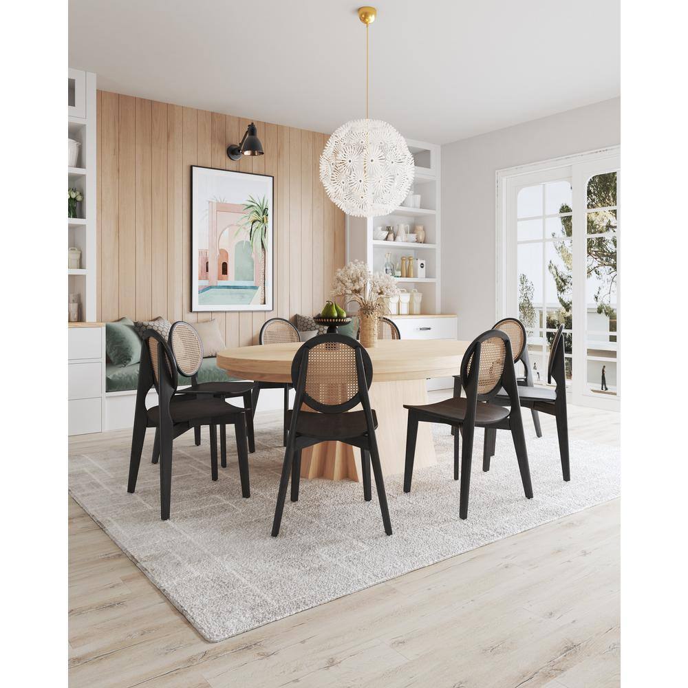 Black and Natural Cane Wood Side Chair