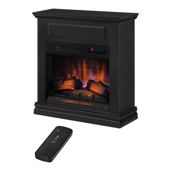 StyleWell Wheaton 31 in. Freestanding Wooden Infrared Electric Fireplace in  Black 150427 - The Home Depot