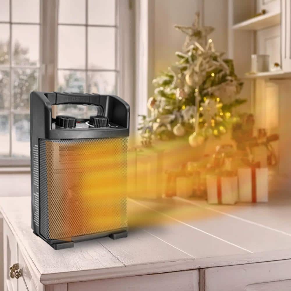 14 in. 5120 BTU Electric Utility Space Heater with Thermostat Control, Buil