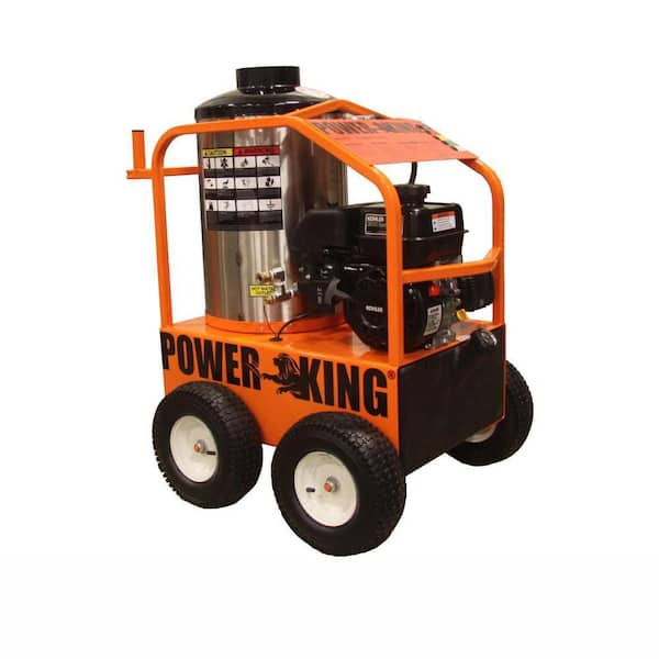Power King 2,700 PSI 3 GPM Gasoline Powered Commercial Hot Water Pressure Washer, Oil-Fired, 6.5 HP Kohler Pro Engine, Triplex Pump