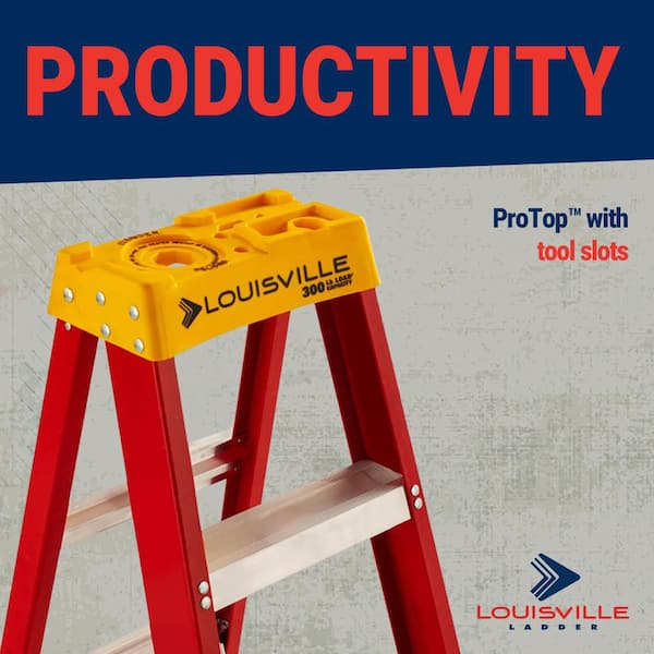 Louisville Ladder 4-Foot Fiberglass Step Ladder - 300 Lb Capacity, Type IA, Non-Conductive For Electrical Safety