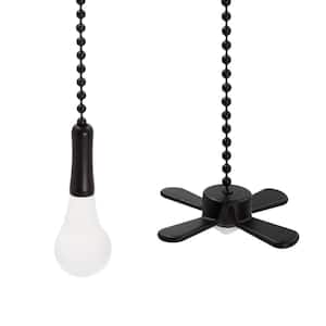 12 in. Matte Black Light Bulb and Fan Pull Chain Set