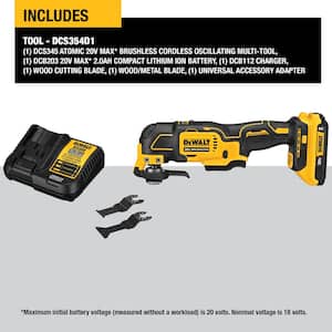 ATOMIC 20V MAX Cordless Brushless Oscillating Multi Tool with (1) 20V 2.0Ah Battery and Charger