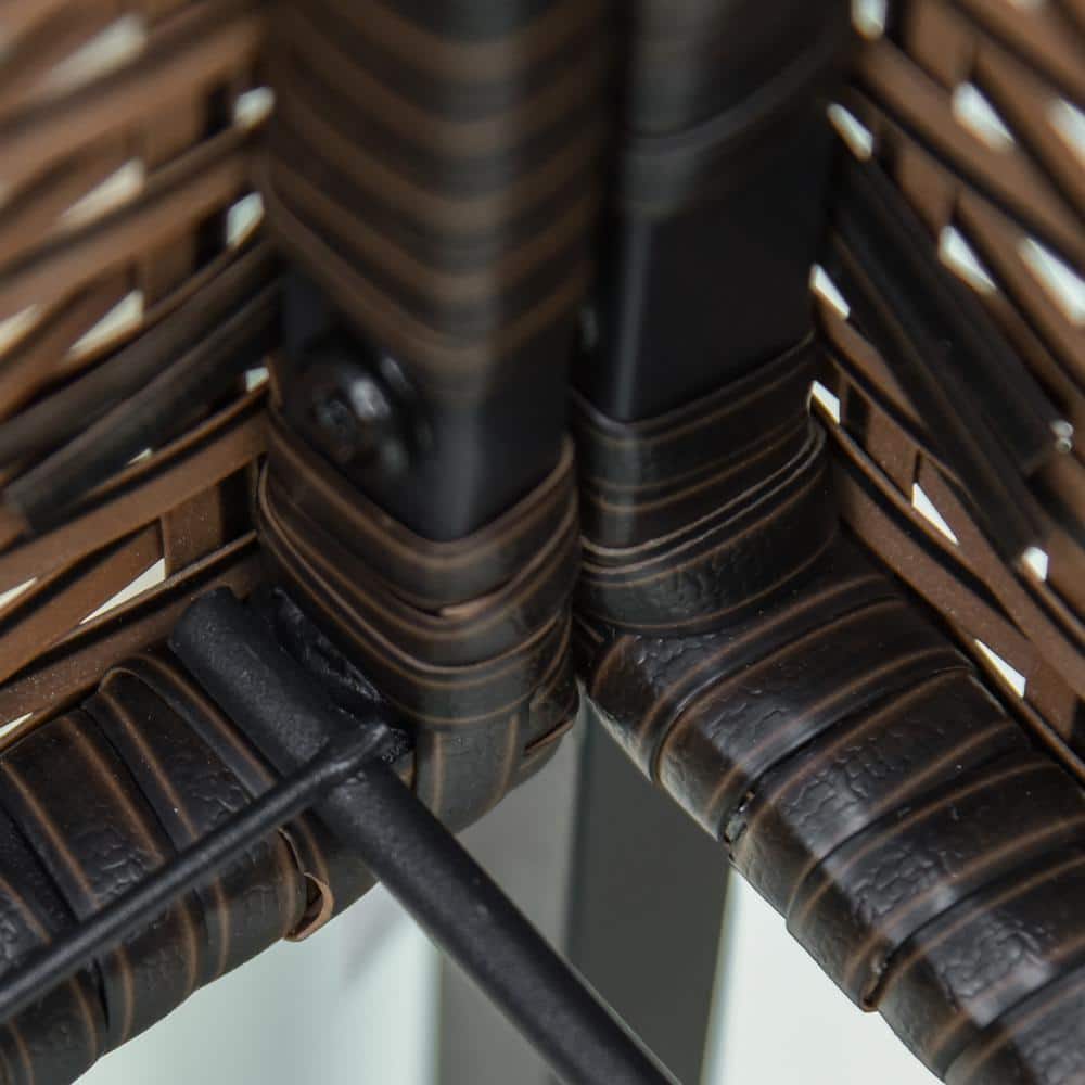 Brown Elevated Rattan Wicker Outdoor Flower Stand with Tool Storage