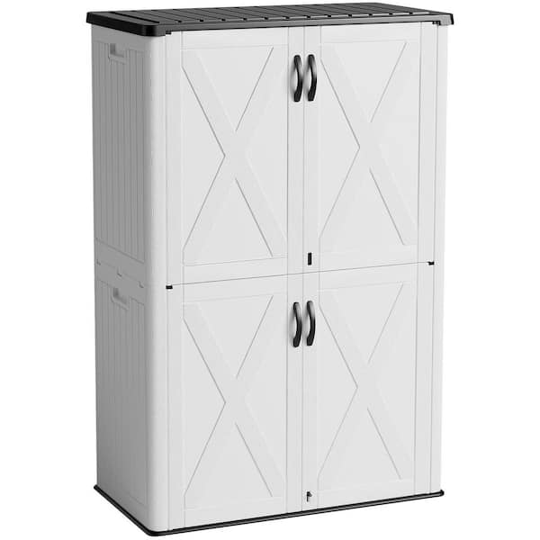 4 ft. W x 2 ft. D x 6 ft. H Outdoor Plastic Shed, Lockable Waterproof Resin Storage Cabinet, White (8.4 sq. ft. )