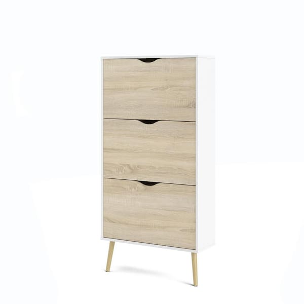 Tvilum - 54.65 in. H x 27.64 in. W Multi-Colored Particle Board Shoe Storage Cabinet